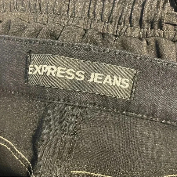 NWT EXPRESS Womens Black Mia Mid Rise Legging Jeans Size 4S Side Print Dark Wash - Picture 6 of 11